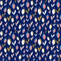 Abstract Small Flowers On Dark Blue Pattern