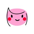 Abstract smile pink embarrassed face with line hair and blush. Character icon design vector illustration isolated on