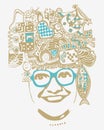 Abstract smiling woman in glasses