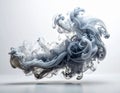 Abstract Smoke Cloud Formation Underwater White Background Dramatic Lighting Royalty Free Stock Photo