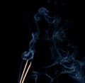Smoke of joss stickon black background Royalty Free Stock Photo