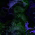 Abstract smoke swirls in green and violet on black background Royalty Free Stock Photo