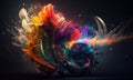 Abstract smoky background with colour explosion