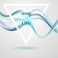Abstract smooth bright blue waves and triangle