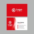 Simple clean red business card with wavy element template vector Royalty Free Stock Photo