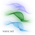 Abstract smooth color wave vector set on transparent background. Royalty Free Stock Photo