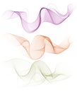 Abstract smooth color wave vector set on transparent background.