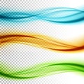 Abstract smooth color wave vector set on transparent background.