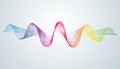 Abstract smooth curved lines Design element Technological background with a waveform line Stylization of a digital equalizer