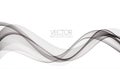 Abstract smooth gray wave vector. Curve flow grey motion illustration. Gray smoke wavy lines.