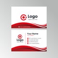 Abstract red wavy business card template vector Royalty Free Stock Photo