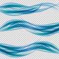 Abstract smooth wave vector set on transparent background Royalty Free Stock Photo