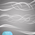 Abstract smooth wave vector set on transparent background. Royalty Free Stock Photo