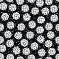 Abstract snowball seamless vector pattern background. White circles within large circular shapes on black white frosted