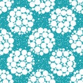 Abstract snowball seamless vector pattern background. White circles within large circular shapes on aqua blue frosted