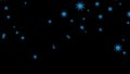 Abstract snowfall of blue frosty snowflakes against the background of the night sky. 3D. 4K. Isolated black background Royalty Free Stock Photo