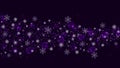 Abstract Snowflakes, Sparkles and Bokeh in Dark Purple Background Royalty Free Stock Photo