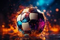 Abstract soccer backdrop with gradient hues creates captivating visual energy