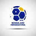 Abstract soccer ball with Bosnian and Herzegovinian flag colors Royalty Free Stock Photo