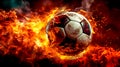 abstract soccer ball in a red explosion of fire energy and movement, sports performance, made with Generative AI Royalty Free Stock Photo