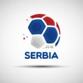 Abstract soccer ball with Serbian national flag colors