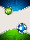 Abstract soccer brochure with blue ball and green map Royalty Free Stock Photo