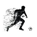 Abstract soccer player runs with ball