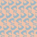 Abstract soft blue geometric design made with tribal triangles. Loose wicker weave effect. Seamless vector pattern on