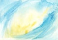 Abstract soft blue yellow watercolor blurred background.Graphic element Royalty Free Stock Photo