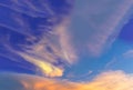 Abstract soft blurred and soft focus silhouette of the sunset with the colorful beautiful sky and cloud in the evening by the beam Royalty Free Stock Photo