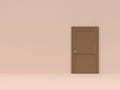 Abstract soft brown wall with wood door 3d render