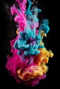 Abstract soft colorful ink splash in water background AI generated