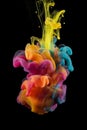 Abstract soft colorful ink splash in water background AI generated