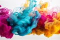 Abstract soft colorful ink splash in water background AI generated