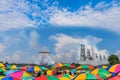 Thailand fireball roket and circle fireball rocket taking off to the the colorful beautiful sky and cloud, The Royalty Free Stock Photo