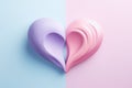 Abstract soft heart made of two halves for Valentines Day and love themed greeting card