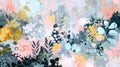 Abstract soft pastel color palette landscape floral oil painting in style of impressionist art with textured brush strokes. Royalty Free Stock Photo