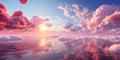 Abstract soft pink clouds in summers sky background.Landscape.AI Generative Royalty Free Stock Photo