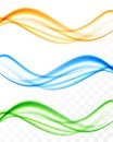 Abstract soft wavy light lines set