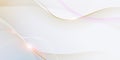 Abstract soft white, gold wave line pattern and texture on light gray gradient background.