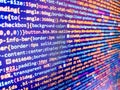 Abstract software process. Software background technology. Programmer workplace. Developer working on program codes in office. Royalty Free Stock Photo