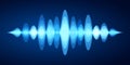 Abstract sound wave. Blue voice sounds waveform spectrum, music energy vibrations equalizer and stereo analyzer vector Royalty Free Stock Photo