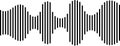 Abstract sound wave illustration with vertical lines of varying widths symbolizing audio levels and frequencies, perfect