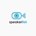 Abstract sound wave speaker fish logo icon vector template