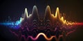Abstract sound wave visual background. Dynamic motion soundwaves neon lines. Music energy spectrum pattern.