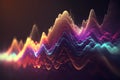 Abstract sound wave visual background. Dynamic motion soundwaves neon lines. Music energy spectrum pattern.