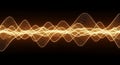 Abstract sound wave visualization on black backdrop with audio frequency and data stream Royalty Free Stock Photo