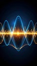 Abstract Sound Wave Visualization in Blue and Gold Digital Art Royalty Free Stock Photo