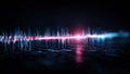 Abstract sound wave visualization with blue and pink light dark background Royalty Free Stock Photo