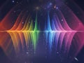 Colorful abstract sound wave visualization with cosmic space background elements Royalty Free Stock Photo